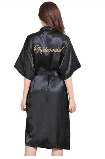 TJ01 Large Size S-3XL Gold Letter Bride Bridesmaid Get Ready Robes Bridal Party Gifts Bathrobe Dressing Gowns For Wome