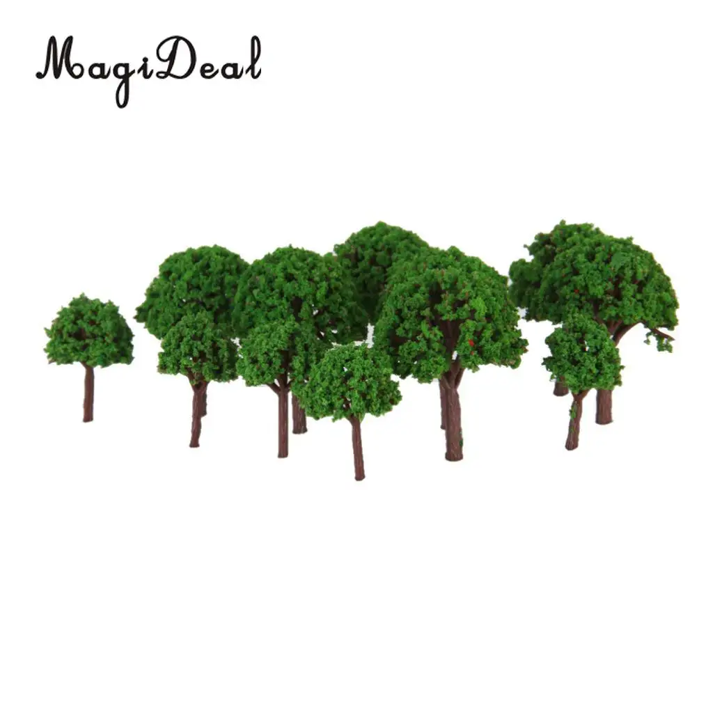 MagiDeal 50Pcs Plastic 3cm Scenery Landscape Train Model Trees Light Green for Street House Park Garden Layout Classroom Decor