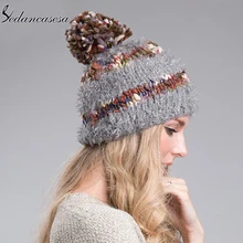 Sedancasesa модные зимние вязаные Skullies& шапки теплая шапка Gorro Bonnets защита ушей милые помпоны Повседневная шапка AA130216