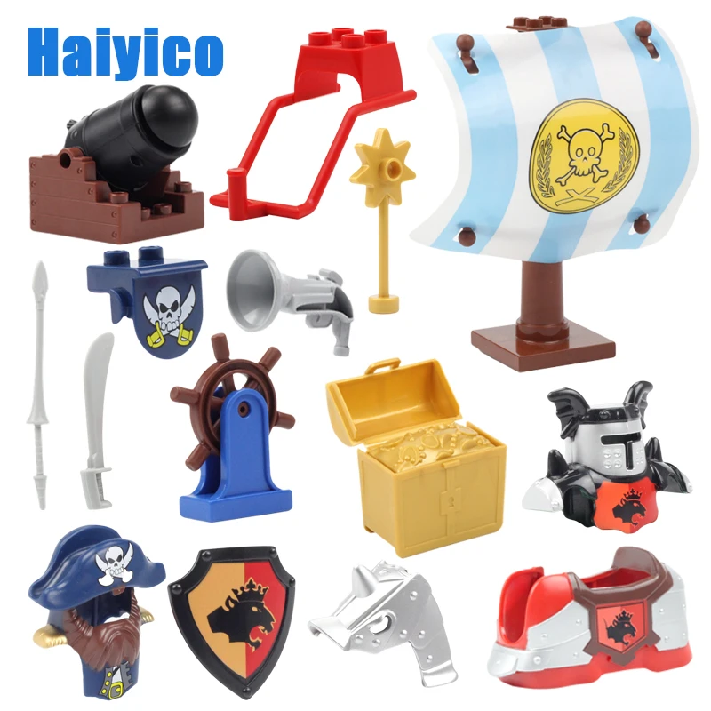 Guerre gros blocs de construction accessoires château chevalier pirate voile canon armure compatible Duplos assembler blocs jouets enfants cadeau