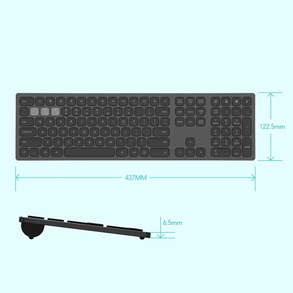 

Dual Universal Mode Slim Mute 2.4G Wireless Bluetooth Keyboard for Tablet Laptop Windows iPad Android
