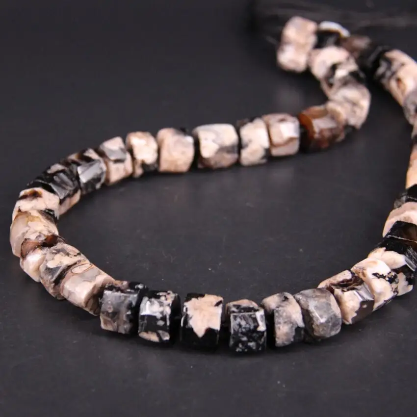 

18"/strand Natural Black Sakura Stone Gems Faceted Nugget Loose Beads,Cherry Blossom Agates Rondelle Pendants For Jewelry Making