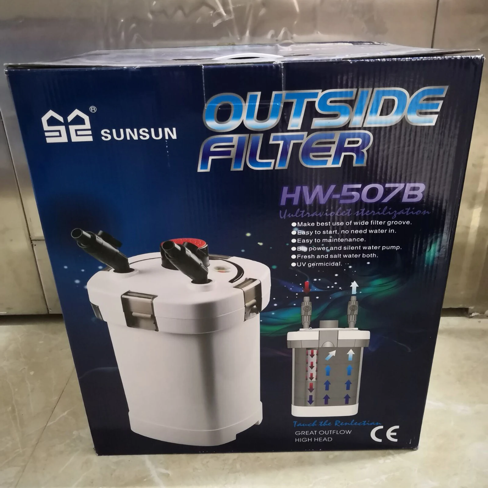 

NCFAQUA 265GPH SUNSUN HW-507B 4-Stage External Aquarium Canister Filter with 9W UV Sterilizer Fish Tank Outside Filter 1000L/h