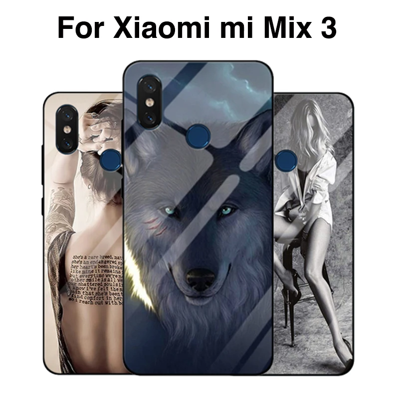 

For Xiaomi mi Mix 3 case Urban style Tempered Glass Silicone Frame Glass Hard Cover For Xiaomi mi Mix3 shell miMix 3 capa bag