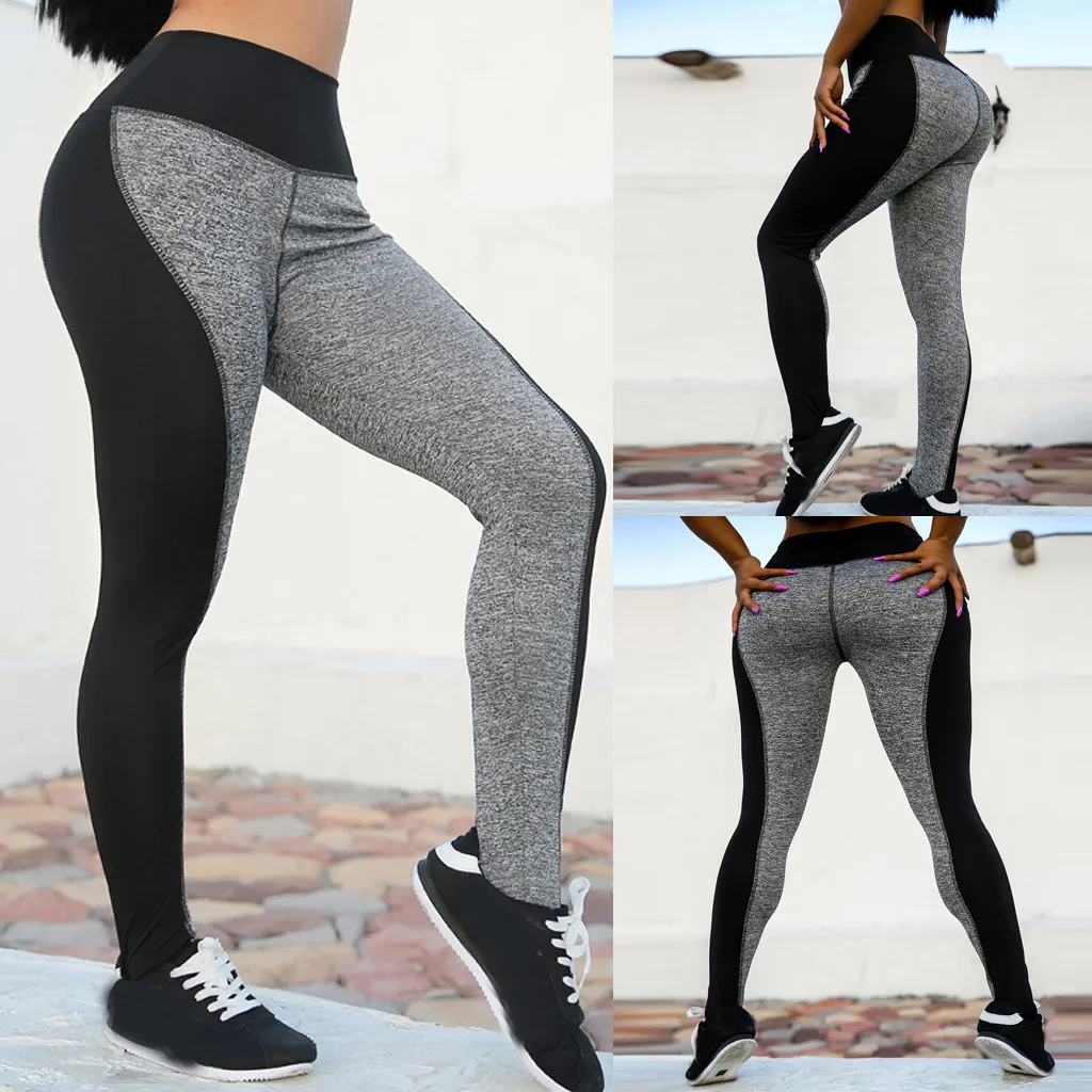 

2019 New Seamless Ladies Stitching High-waist Hip Stretch Running Fitness Yoga Nine-minute Pants Gym Wear Elastic Slim Pants