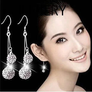 ANENJERY 925 пробы серебряная Длинная кисточка цепочка висячие серьги boucle d'oreille для