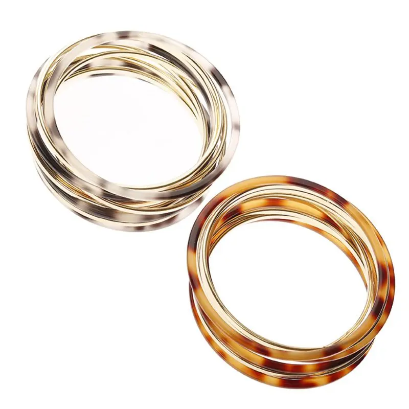 

Acetate Resin Metal Bracelet Set For Women Female Vintage Elegant Multilayer Acrylic Metal Bracelet Set Pulsera Jewelry Gift