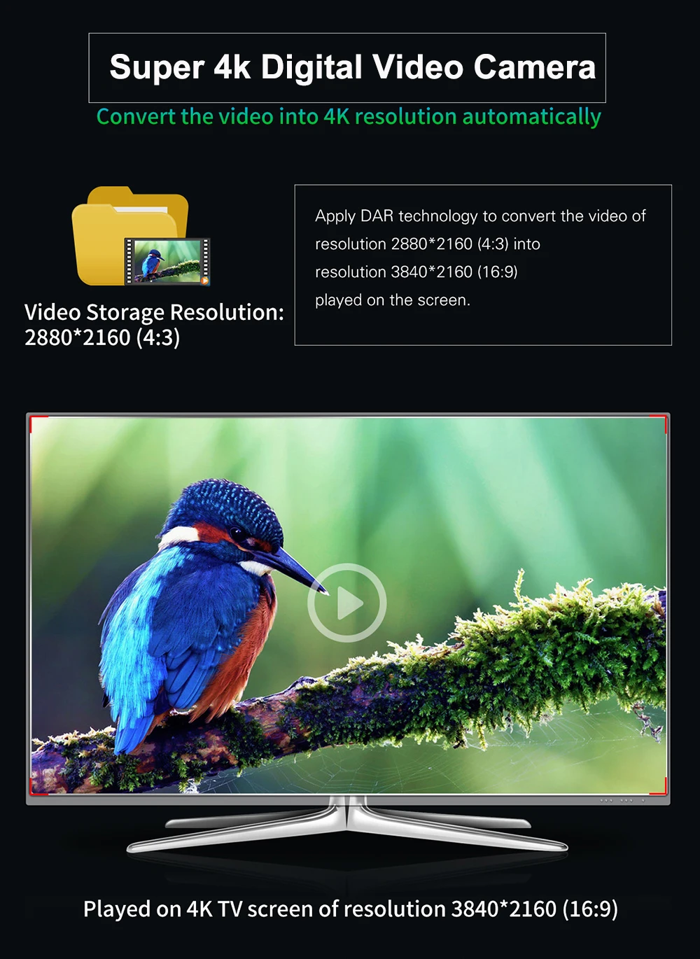 Ordro HDR-AC3 Цифровая видеокамера DVR 4K 120 кадров в секунду 720P Поддержка 0.39X широкоугольный объектив 5MP CMOS Max 24mp Разрешение 3,0 дюймов