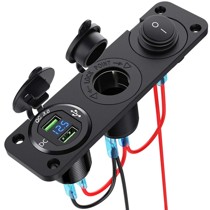 

Dual Qc3.0 Cigarette Lighter Socket Distributor, 250W Waterproof 12V Dual Usb Charger Power Adapter Socket, With Aluminum Dual