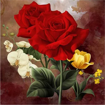 

DIY Diamond painting cross stitch Flower 5D Mosaic Diamond Embroidery Wall Decoration Stickers For Home Decoration rose