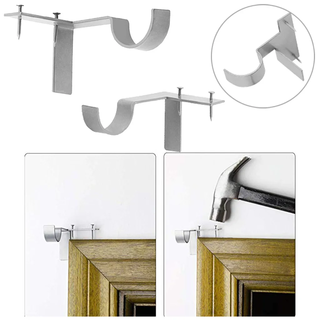 2pcs Curtain Rod Bracket Single Hang Curtain Rod Holders Bracket Into Window Frame Curtain Rod Bracket Easy to Install Curtain