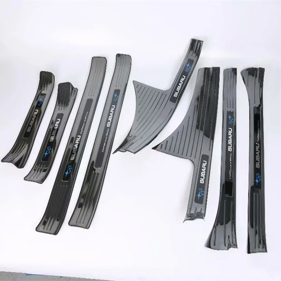 Stainless Steel Car Door Sill Kick Plates Pedal Scuff Plate Sticker Car Styling Threshold Cover Protection Trim 4 Pcs for Subaru XV 2018 2019