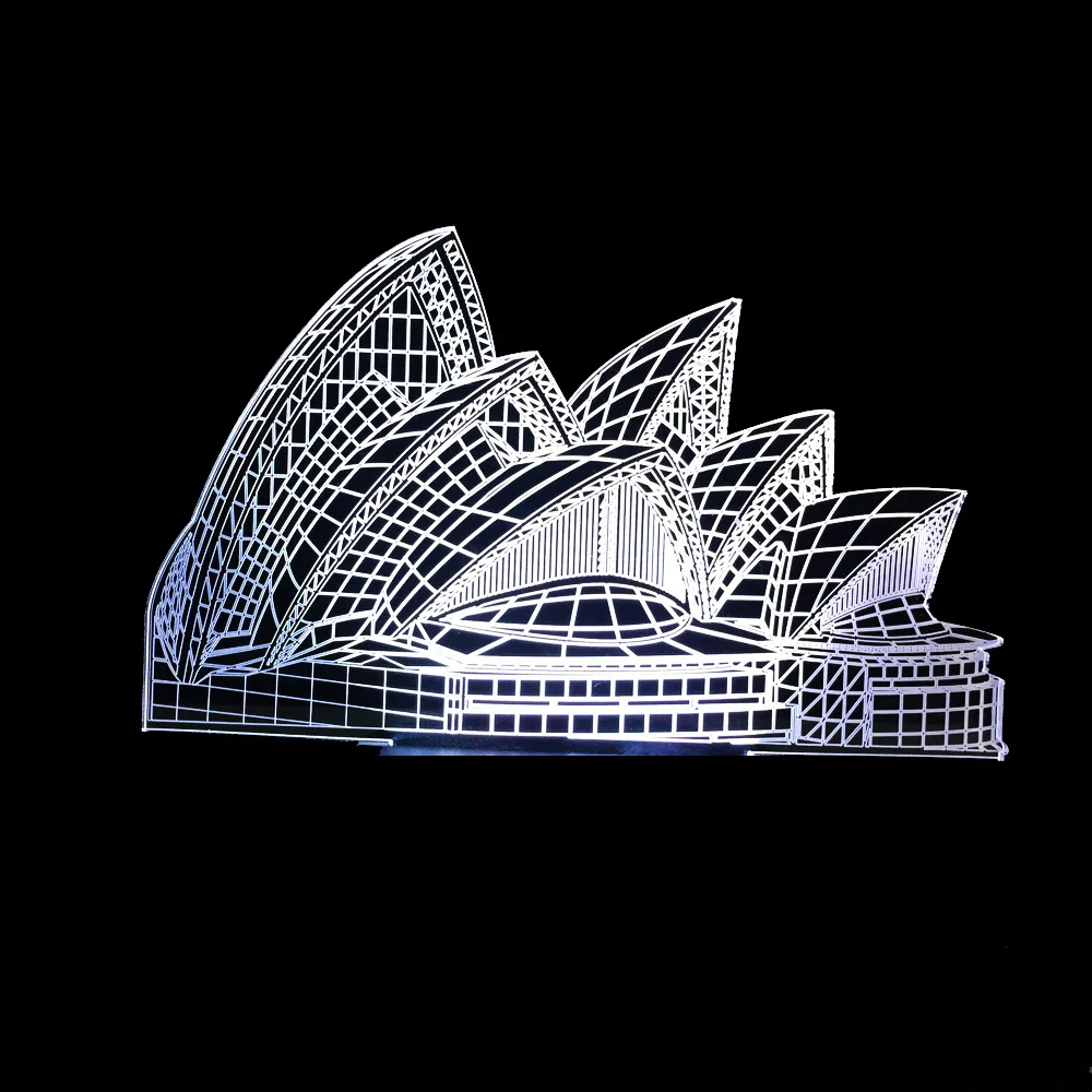 Цвет ful светодиодный 3D видения ночник Сиднейский оперный театр изображения Touchment Управление Цвет 3D ночника бюро свет