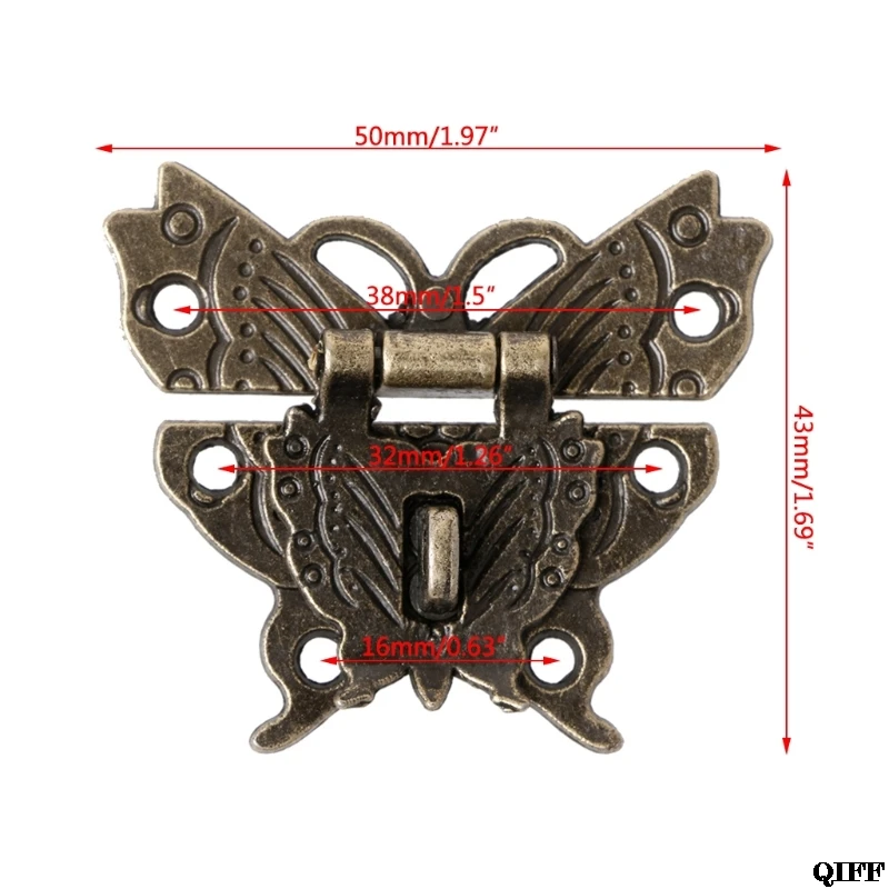 

Drop Ship&Wholesale Retro Vintage Butterfly Latch Hasp Wooden Jewelry Box Case Lock Pad Chest Lock Mar28