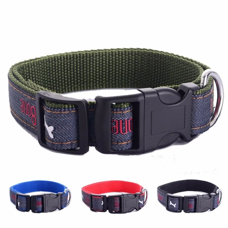 Bone Print Nylon Dog Collar Adjustable Service Pet Puppy Dog Neck Strap