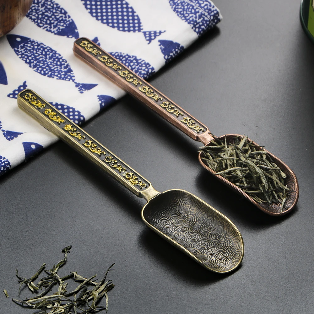 Delicate Retro Style Chinese Kongfu Tea Tea Leaves Chooser Holder Kitchen Accessories Copper Scoop Tea Shovel