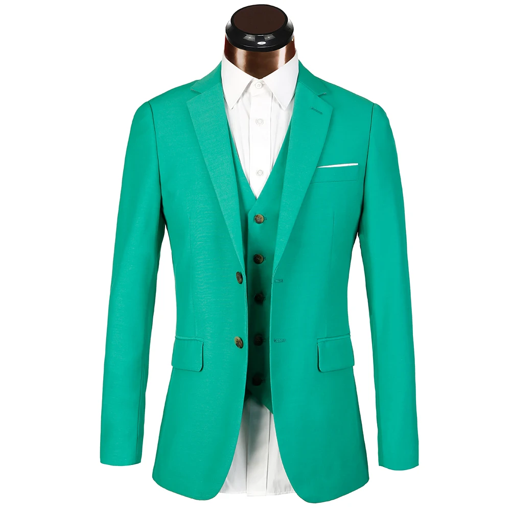 PAULKONTE 2019 New Design Green Men Suit Fashion Casual Solid ...