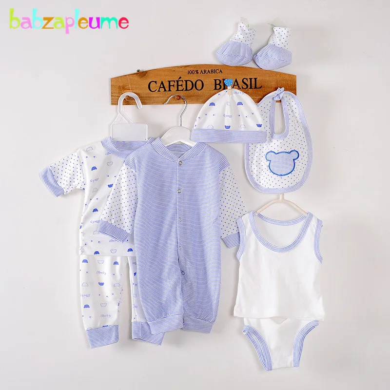 

Spring Summer Boys Girls Clothing Sets Korean Cartoon Stripe Newborn Rompers+T-shirt+Shorts+Hats+Jumpsuit Bibs Baby Stuff BC1002