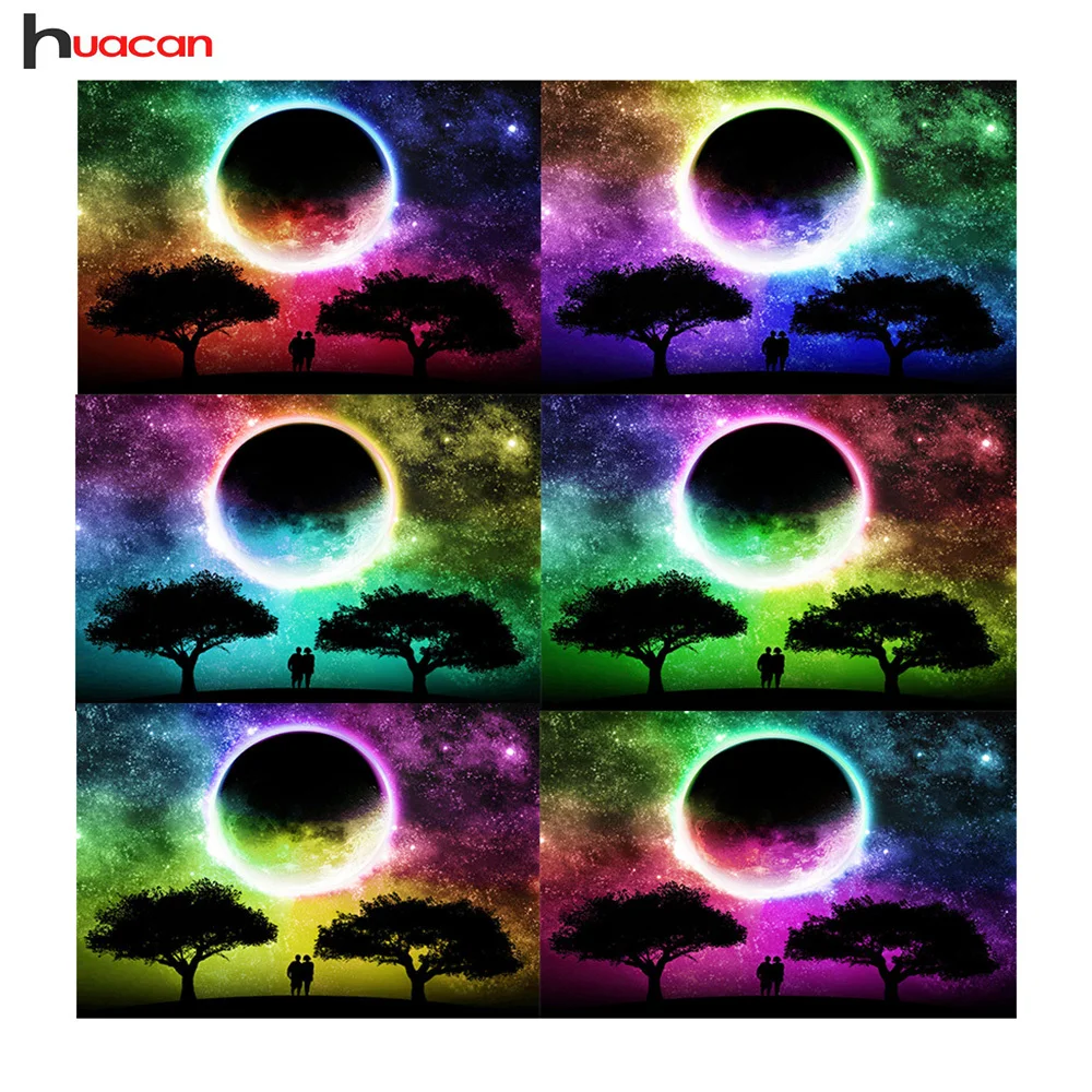 

HUACAN Diamond Embroidery Starry Sky Diamond Painting Cross Stitch Landscape Full Square Mosaic Craft Kit Rhinestone Home Decor