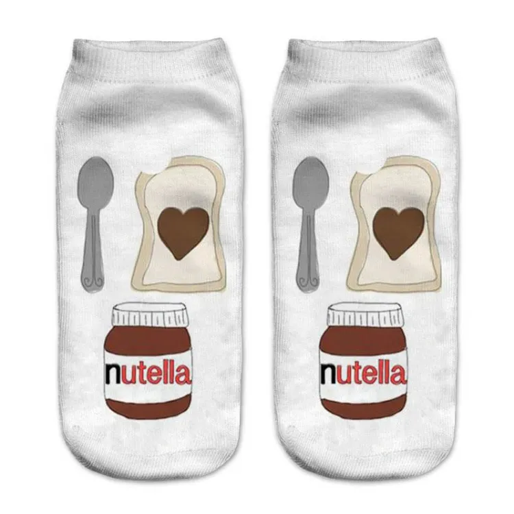 1 пар/упак. 3D Белый "Nutella" charactor носки унисекс Лидер продаж Для женщин носки унисекс полиэстер модные женские туфли Носки для девочек - Цвет: 12