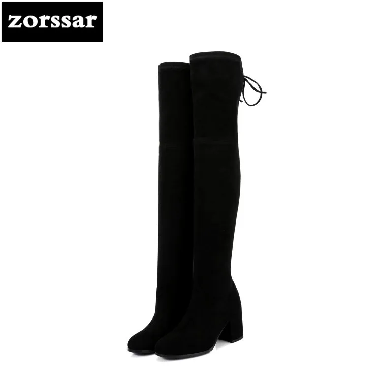 

{Zorssar} 2018 New Flock Leather Women Over The Knee Boots High heels Women Shoes Winter Boots Warm botas sobre la rodilla mujer
