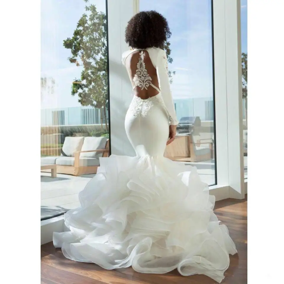 open back mermaid wedding gown