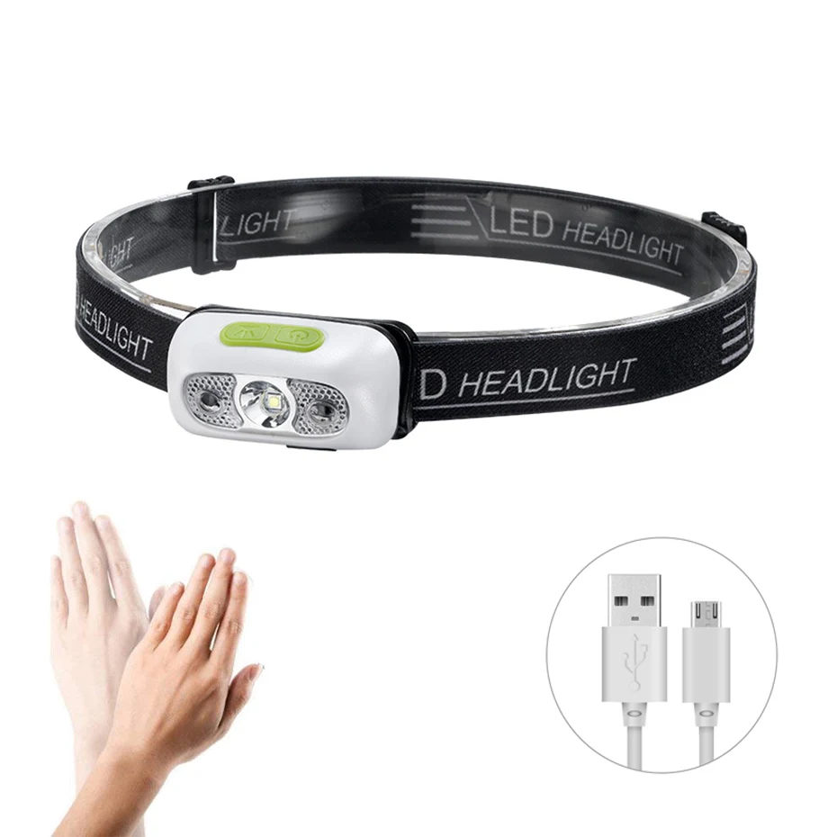 

Mini Rechargeable LED Motion Sensor Headlight Waterproof Headlight Head Flashlight Torch Lanterna For Outdoor Camping Night Fish
