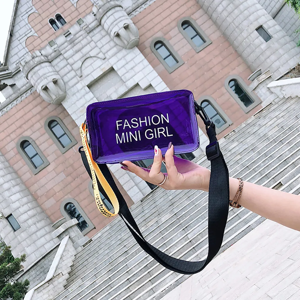 2019 woman transparent jelly shoulder city walking diagonal small square bag fanny pack pretty sexy waterproof package 40J4 (3) - 