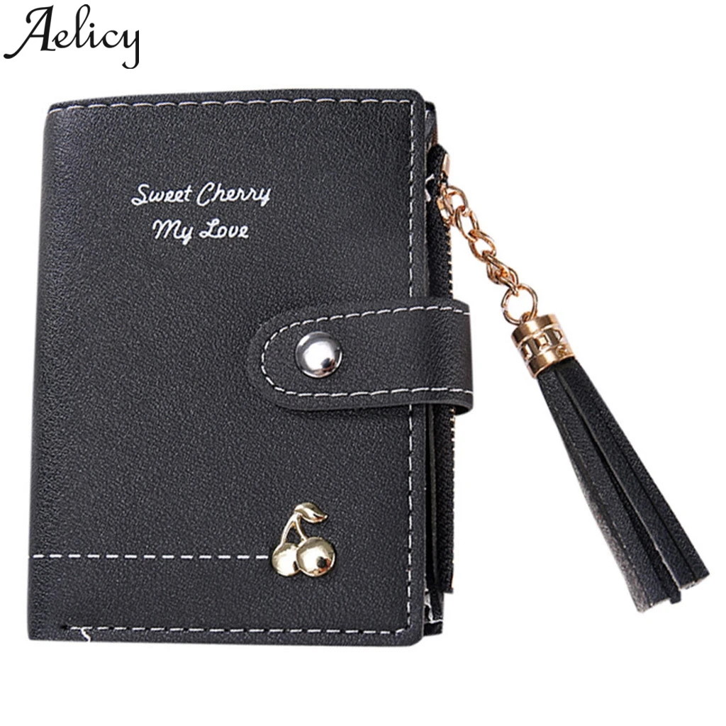 

Aelicy Tassel Zipper Woman Casual Short Wallet Purse Handbag Leather Wallet For Credit Cards Women Leather Coin Purse Keychain