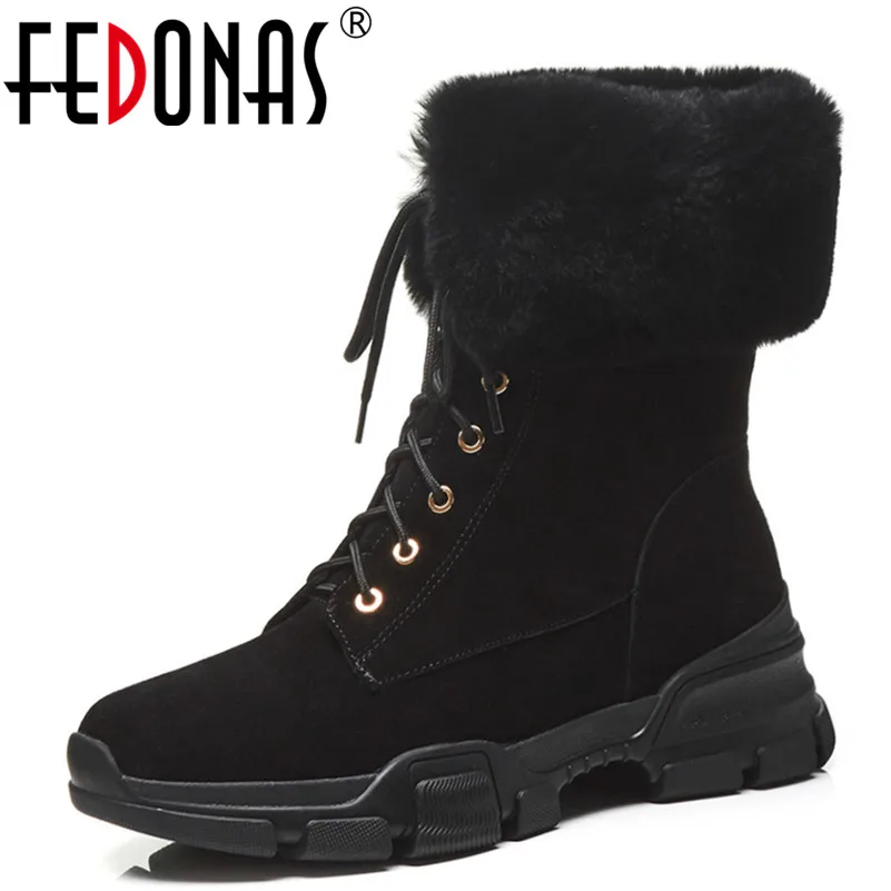 

FEDONAS Top Quality Women Ankle Boots Wedges Heels Corss-tied Winter Martin Shoes Cow Suede Short Motorcycle Boots Ladies Shoes
