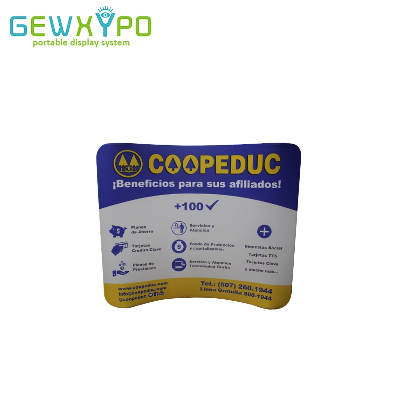 

6ft Table Top Exhibition Curve Shape Aluminum Tube With Stretch Banner Printing,High Quality Tension Fabric Display Wall
