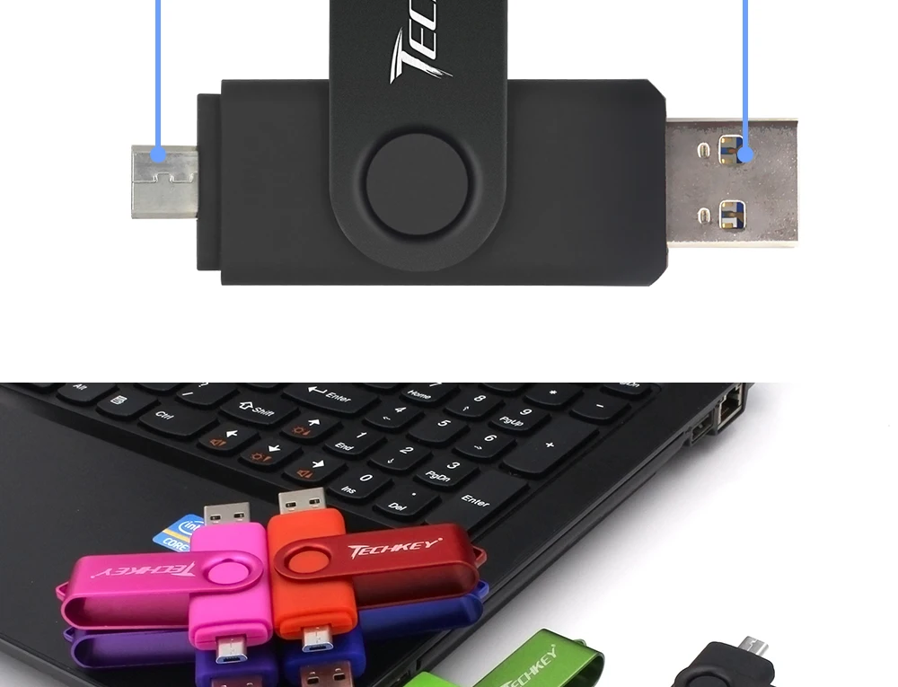 Новинка: TECHKEY OTG usb 3,0 64 ГБ usb флэш-накопитель 3,0 32gbpen накопитель 8 Гб оперативной памяти, 16 Гб встроенной памяти, memoria cel usb флешки флэш-накопитель из дерева для мобильного телефона