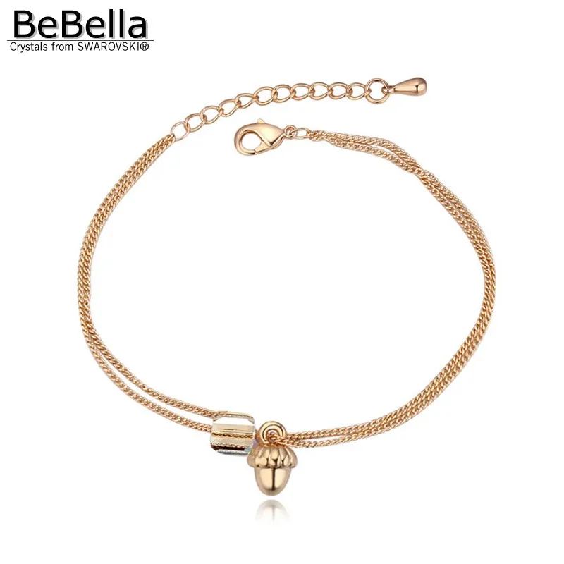 BeBella geometric shape champagne gold charm bracelet for gilrs made with Austrian Crystals from Swarovski | Украшения и