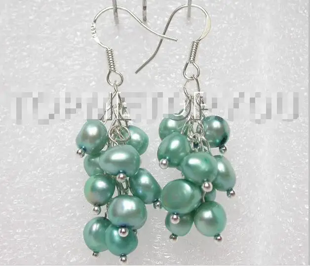 

Wholesale price 16new ^^^^Charming! soft green Baroque pearls dangle earrings E430
