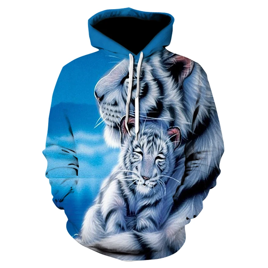 Новая толстовка с капюшоном с животным принтом для мужчин 3d Толстовка брендовая толстовка куртка Премиум пуловер стильный спортивный костюм Два тигра уличные пальто