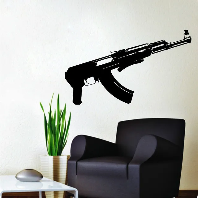 creative wall decal ak47 gun russia wall sticker home decor art