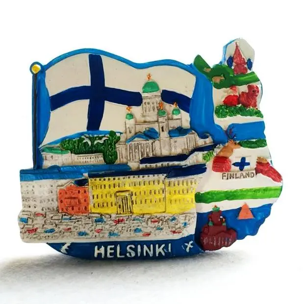 SOUVENIR NOVELTY FRIDGE MAGNET FINLAND HELSINKI FLAGS / SIGHTS NEW GIFT 