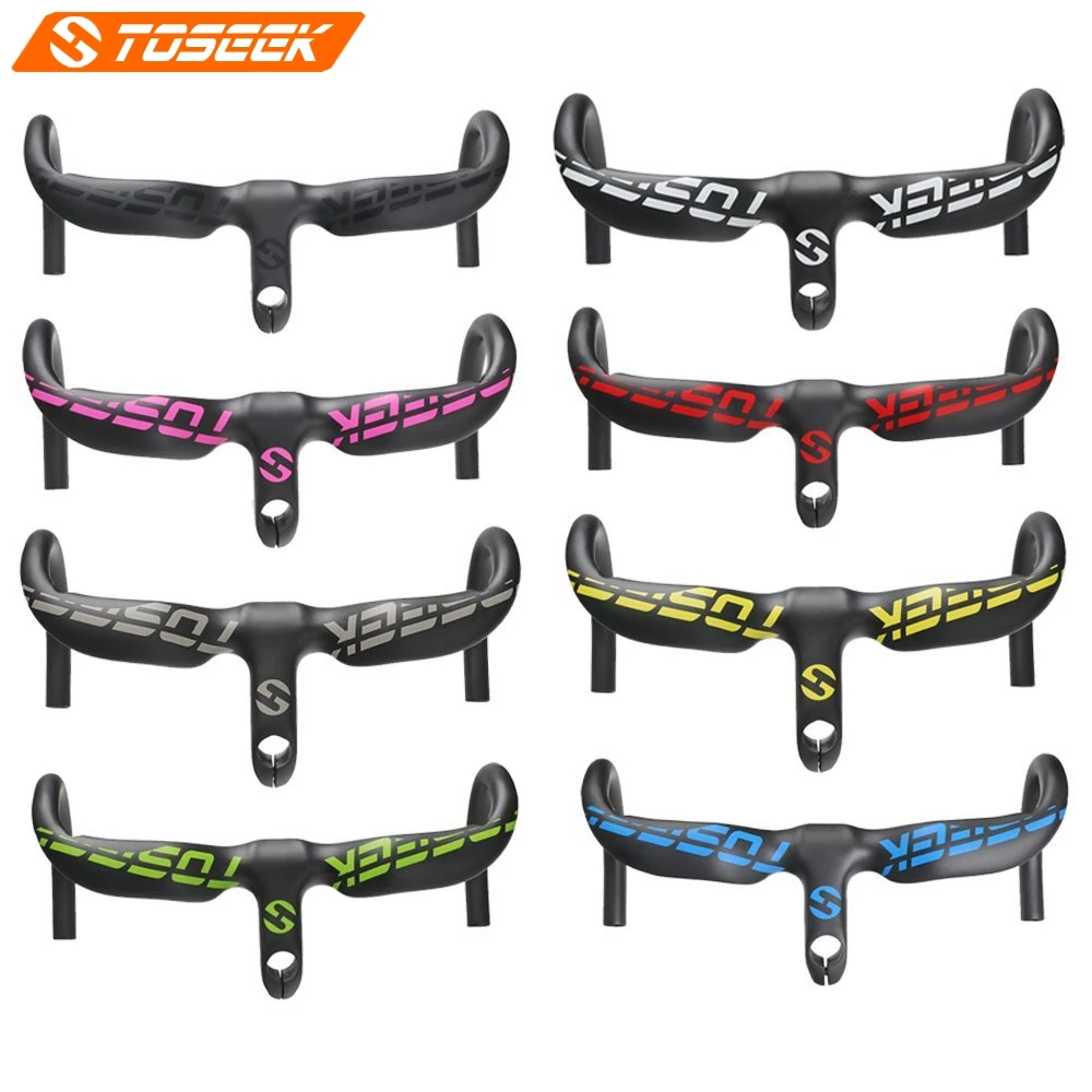 

TOSEEK Full UD Carbon Carbon Fiber Road Bicycles Integrated Handlebar With Stem For Road Bike Parts Fork Diameter 28.6mm