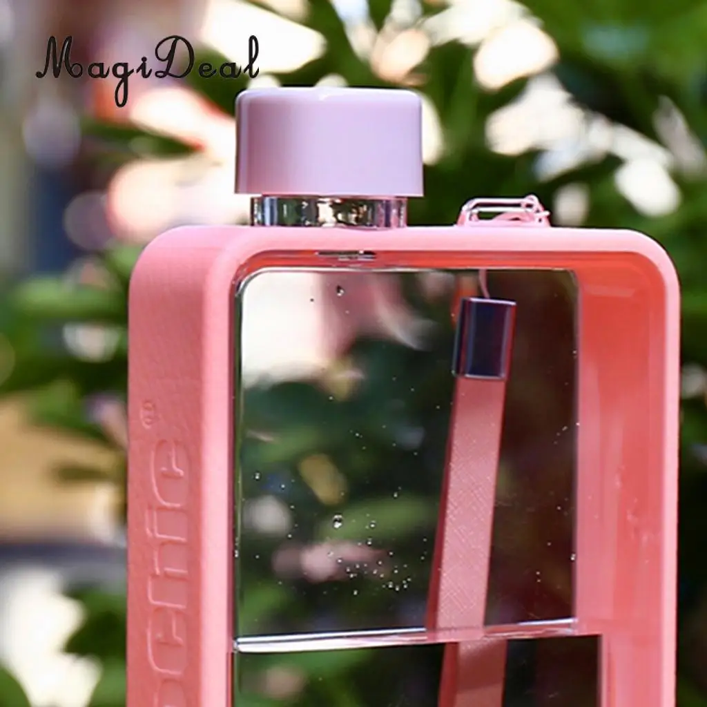 MagiDeal Clear Book Portable Paper Pad Water Bottle Flat Drinks Kettle 5 Colors to Choose