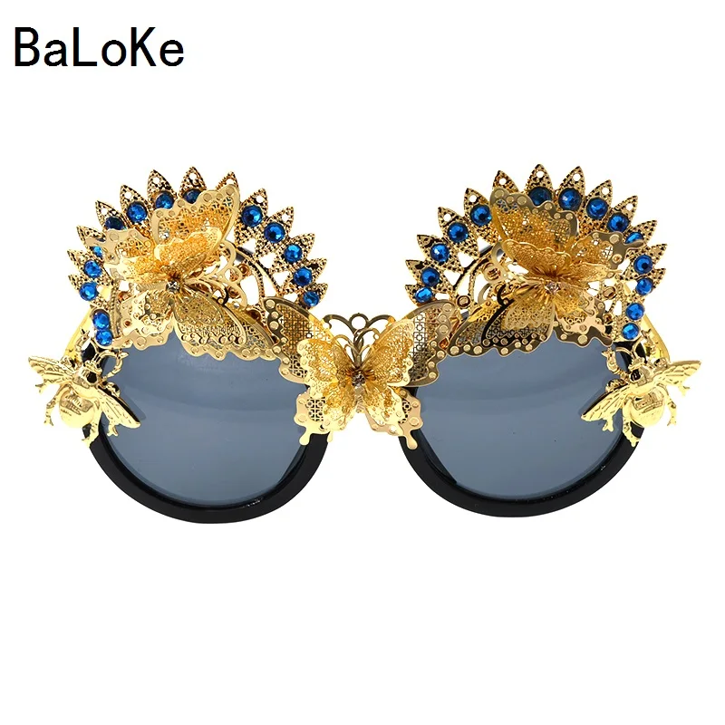 2018 новый бренд барокко цветок "кошачий глаз" Роскошные Для женщин солнце пляж Кристаллы Стразы черные очки подарок # C3097