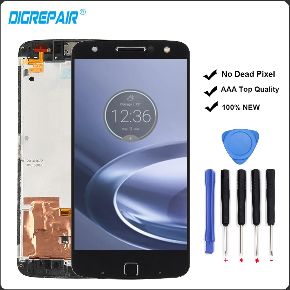 

Display For Motorola Moto Z Force Droid XT1650 x1650-02 LCD Display Touch Screen Digitizer Frame Replacement For Moto Z LCD