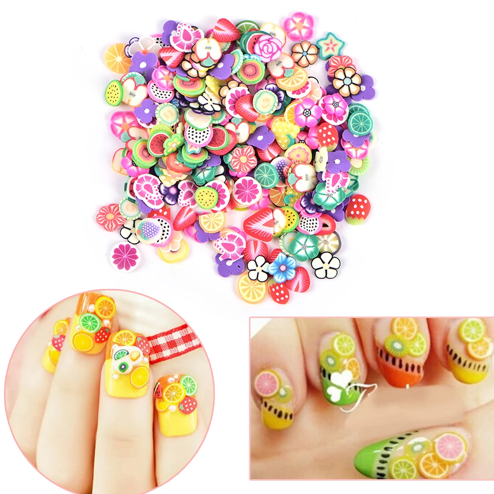 

250PCS 3D Fruit Fimo Slice DIY Colorful Nail Art Stickers Tips Decoration Colorful
