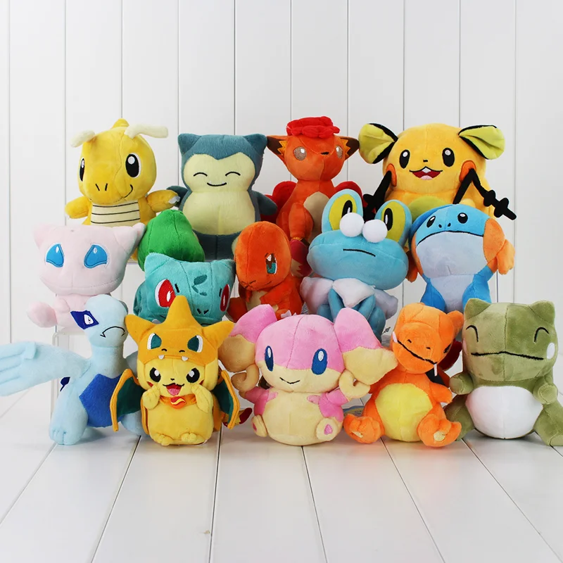 12 20cm Dragonite Snorlax Dedenne Audino Mew Bulbasaur Mudkip Charizard Charmander Lugia Froakie Plush Doll Toys