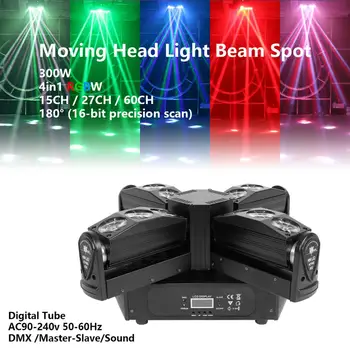 

300w DMX Stage Cross Moving Head Light 15/27/60CH LED RGBW Beam Party Live Show