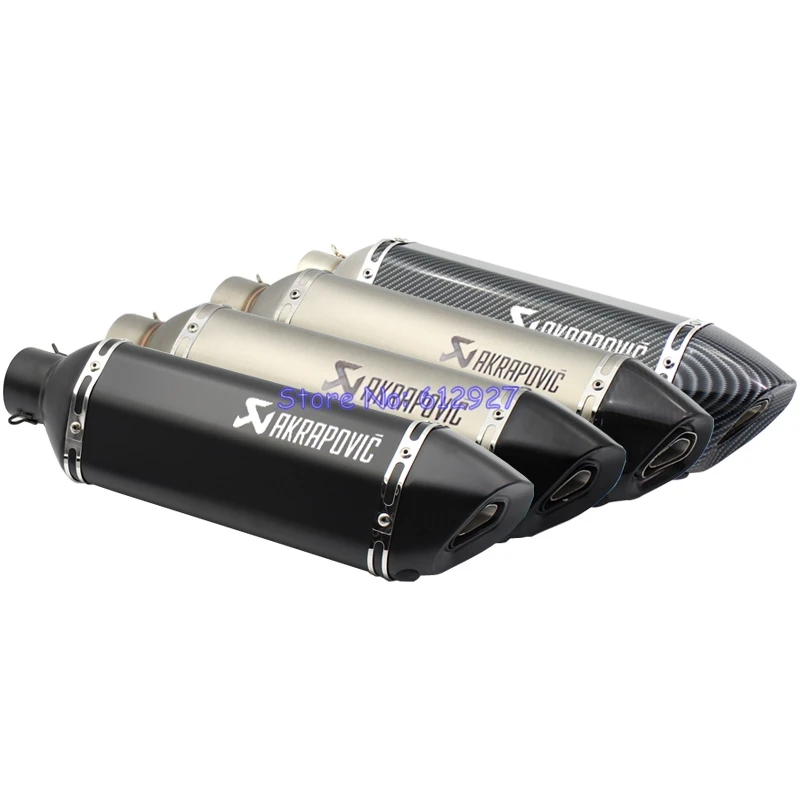 

Length 470mm Inlet 51mm 61mm Motorcycle Exhaust Pipe Muffler Escape Left Side Akrapovic Laser Marking with DB Killer