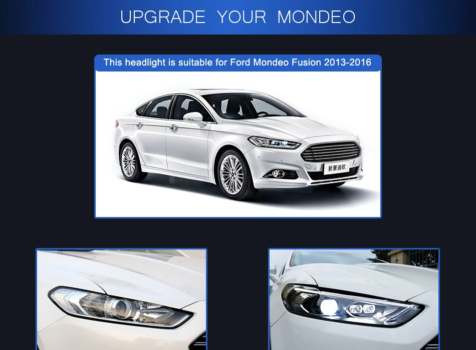 Автомобильный Стайлинг Головной фонарь для Ford Fusion фар 2013- Mondeo светодиодный фонарь DRL биксеноновый объектив проектора авто аксессуары