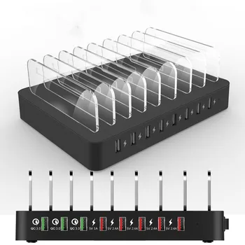 

8-Port USB Charging Stand 3 Interface QC 3.0 Fast Charger 4 Hole 5V 2.4A Bracket Charger Card Holder 110W Charger Station