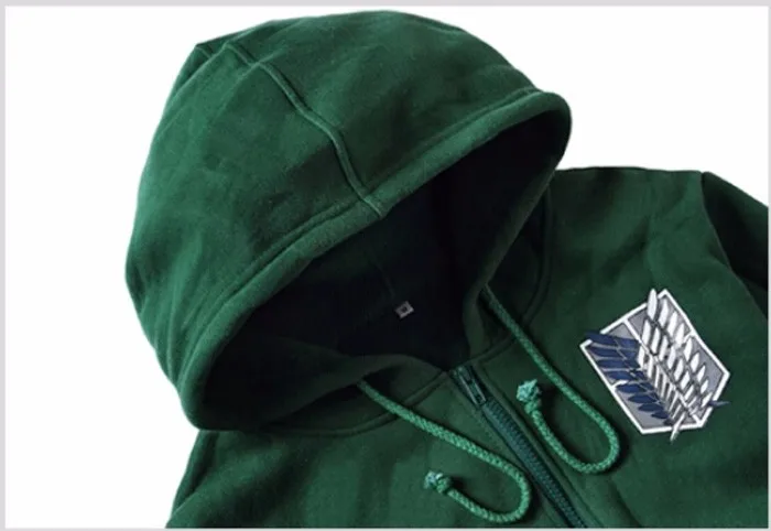 2 Colors Anime Attack on Titan Unisex Cosplay Costume Green/Black Hoodie Scouting Legion Hooded Jacket -