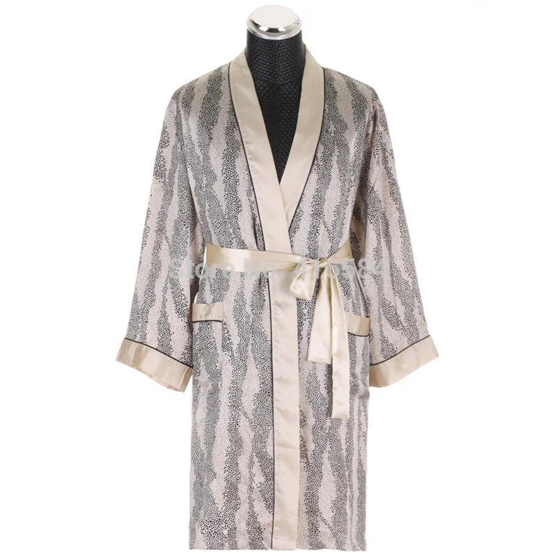 Luxury Silk Robes For Men Leopard Satin Dressing Gown Long Sleeved Kimono Robe Luxury Silk Robes For Men Leopard Satin Dressing Gown Long Sleeved Kimono Robe