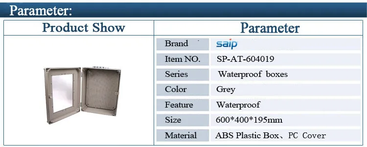 Saip Новые Серый CE утвержден IP66 Водонепроницаемая пластиковая ABS РАСПРЕДЕЛИТЕЛЬНАЯ КОРОБКА 600*400*190 мм